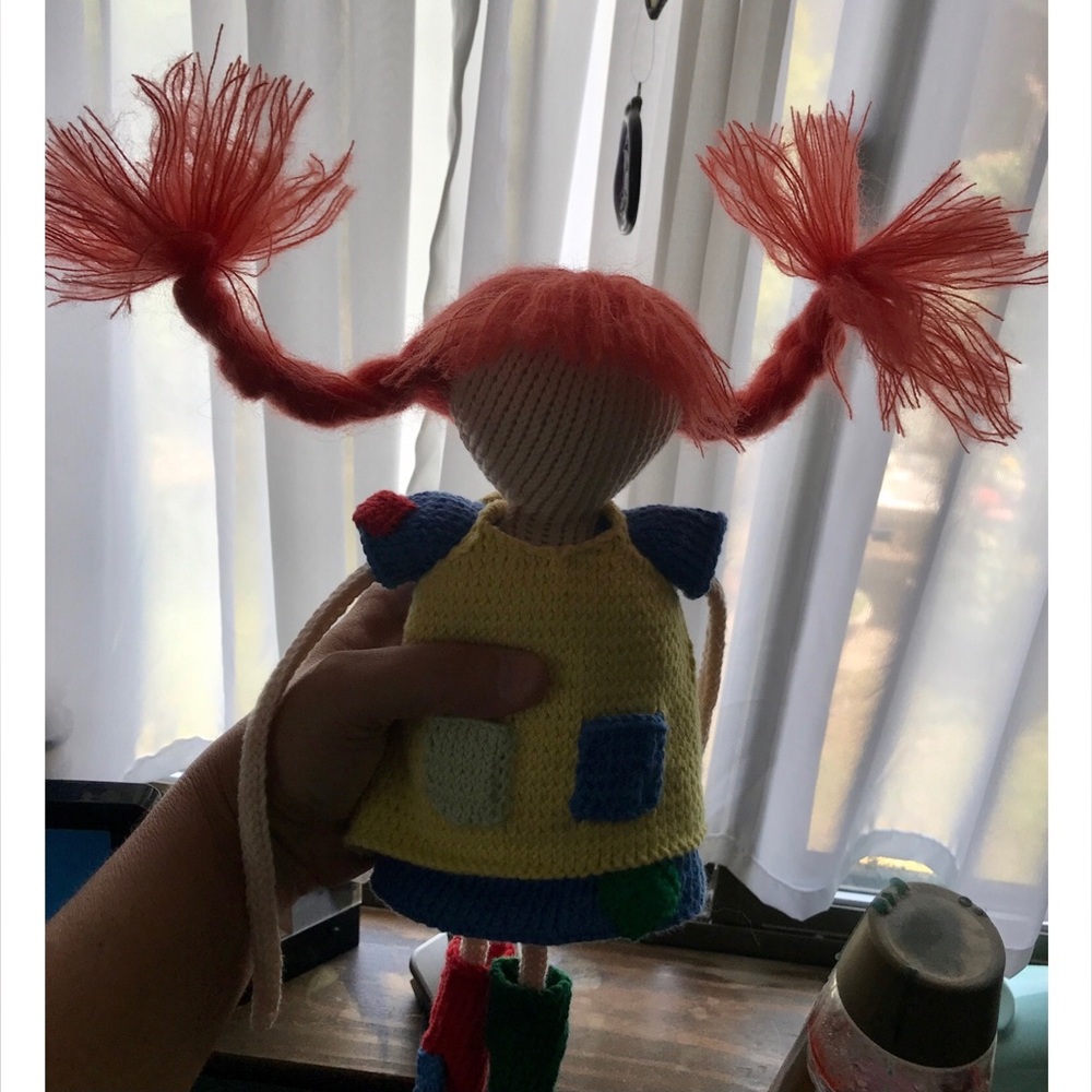 Handmade Knit Pippi Longstocking Doll Mr Nilsson Monkey OOAK Detailed Doll - Picture 15 of 16